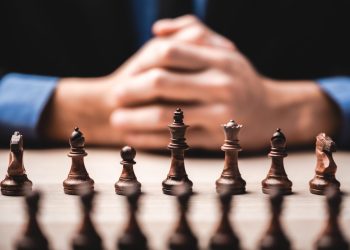 business leadership, teamwork power and confidence concept with  chess