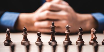 business leadership, teamwork power and confidence concept with  chess
